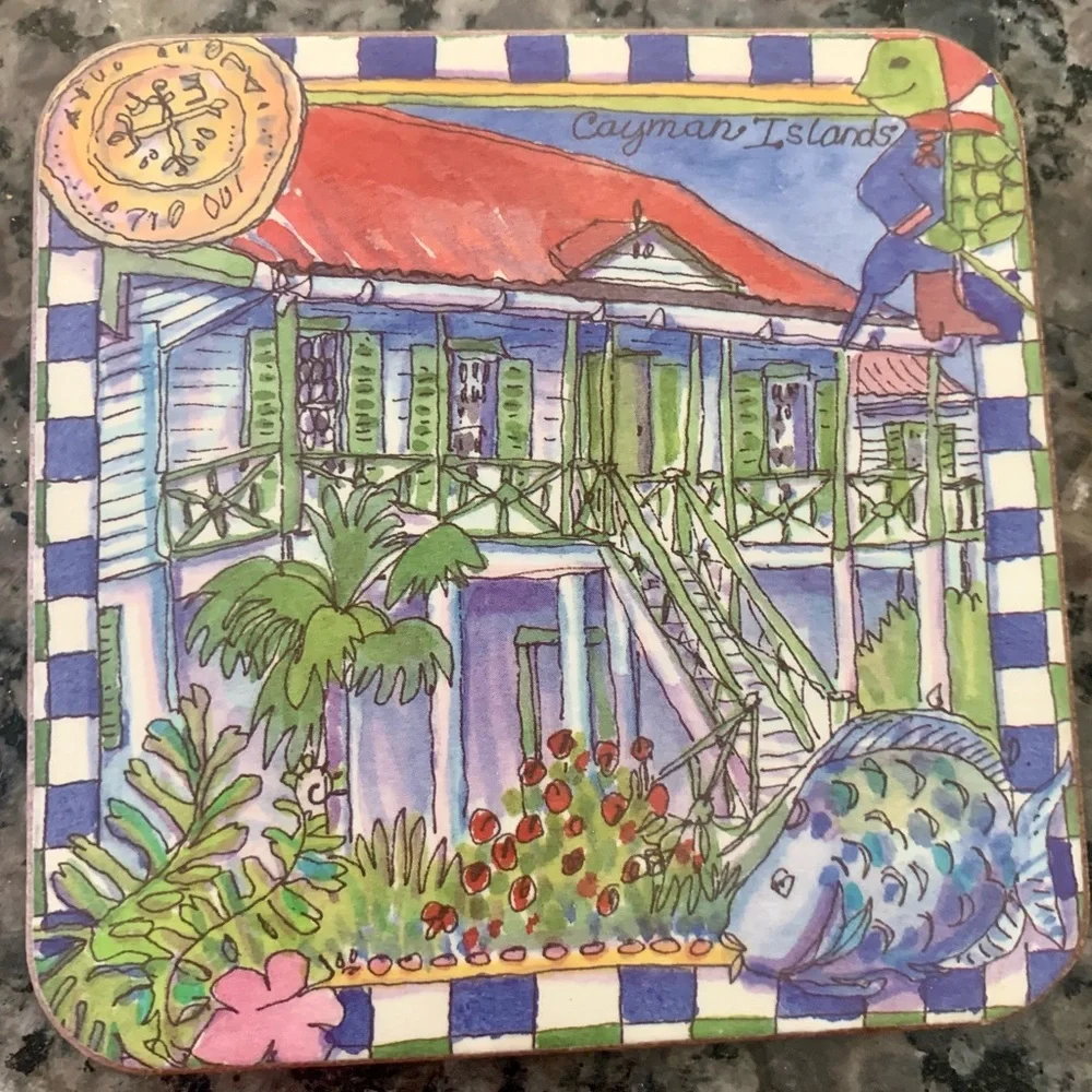 Vtg Pimpernel Caribbean Collection Set of 4 Coasters Cayman Islands